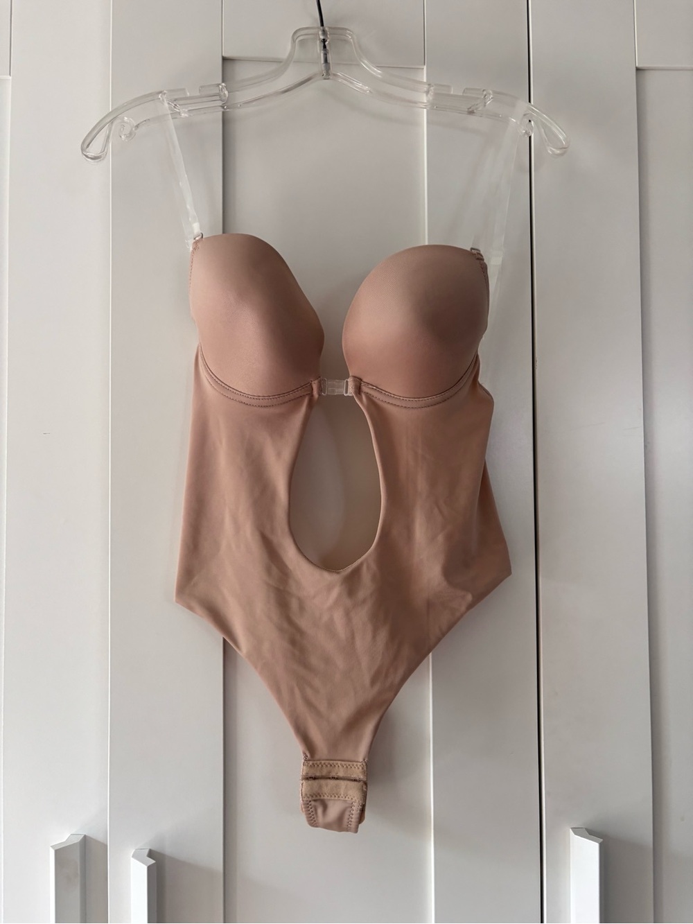 Deep V Invisible Strap Nude Shapewear Bodysuit